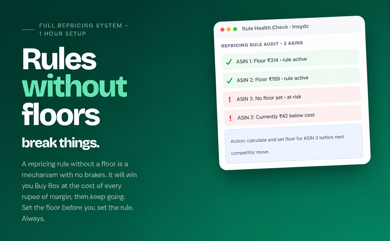 Repricing Rule Health Check Insydz
